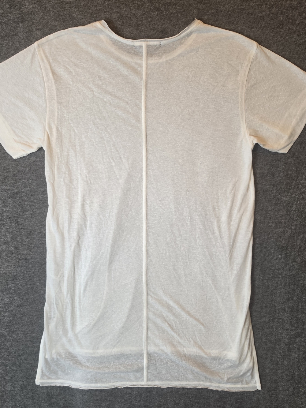 rag & bone JEAN Off-White Slub Center Seam High-Low Tee Shirt Small Linen Blend - Picture 10 of 10